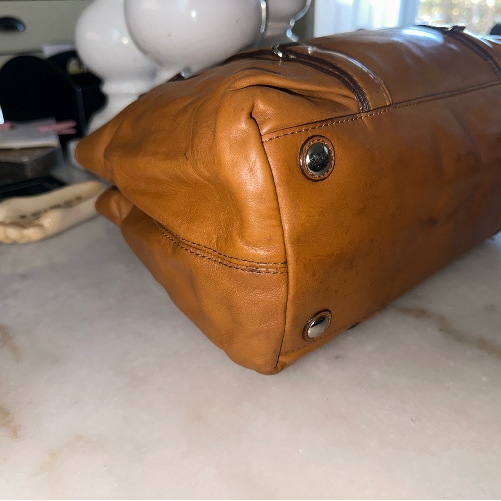 Coach Madison Leather Shoulder Bag Camel Tan Silver Hardware Satin Lining EUC - Picture 9 of 11